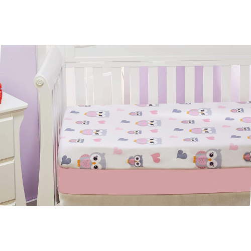 Everyday Kids 2pk Fitted Crib Sheet - Owls/Pink