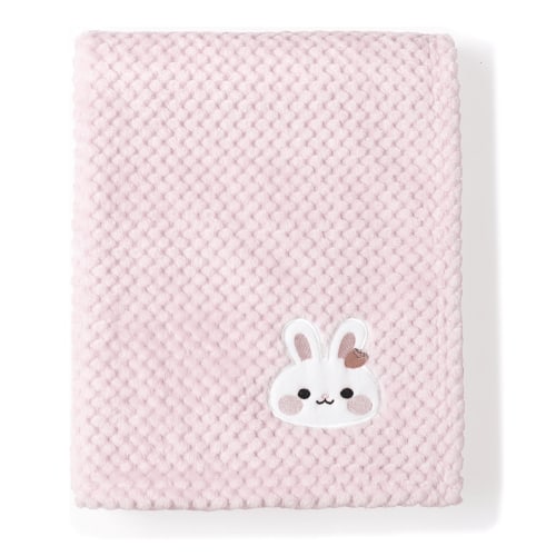 CREVENT Cute Warm Pink Bunny Baby Receiving Blanket