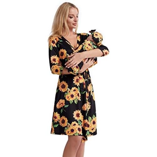 Galabloomer Maternity Robe and Receiving Blanket, Matching Mommy Labor Robe