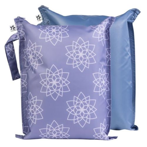 Tiny Twinkle Mess-Proof Waterproof Washable Baby/Toddler Wet Bags for Diapers, Swimsuits and Travel (Lotus)