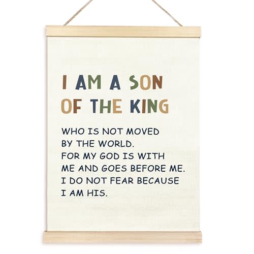 TAEDIN Christian Baby Boy Room Poster Hanger Frame, Faith Scripture Wood Wooden Canvas Artwork Print, Positive Affirmations Wall Decor Painting for Boys Room Bedroom Nursery Decor 12X16