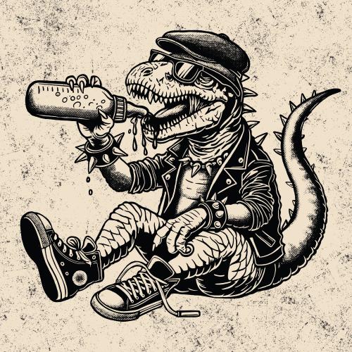 Punk Rock T-Rex Art Print: Edgy Dinosaur Nursery Decor (Digital Download)