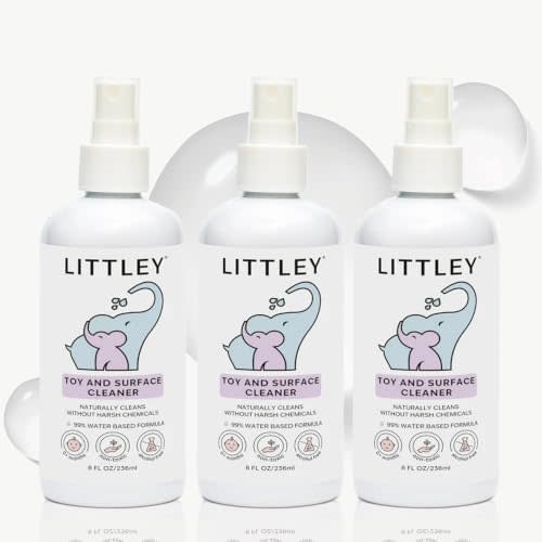 Littley Toy & Surface Cleaner | 3 Pack | Alcohol-Free HOCl Spray | 8 oz | Fragrance-free formula for baby toys, highchairs, strollers & car seats — gentle on infants with sensitive skin