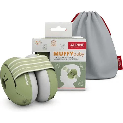 Alpine Muffy Baby Ear Protection for Babies and Toddlers up to 36 Months - CE & ANSI Certified - Noise Reduction Earmuffs - Comfortable Baby Headphones Against Hearing Damage & Improves Sleep - Green