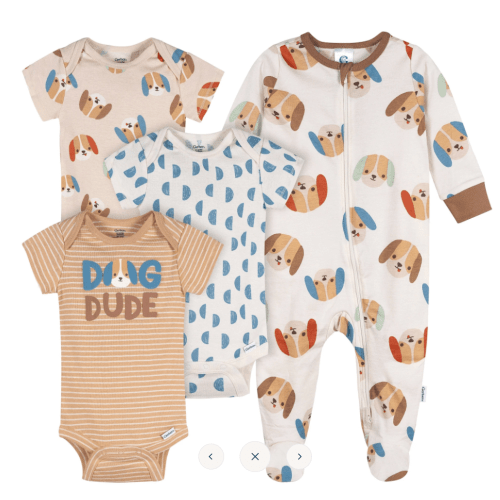 4-Pack Baby Boys Pampered Pups Onesies® Bodysuits and Sleep 'N Play – Gerber Childrenswear