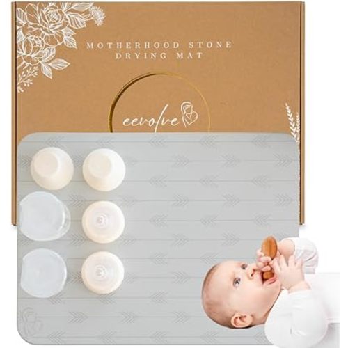 Motherhood Stone Drying Mat - Stylish Arrow Design | Versatile Dish Drying Mat & Baby Bottle Drying Rack for Baby Essentials | Space-Saving Solutions for Kitchen Counters | Gray