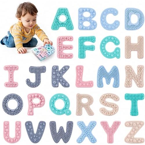 Fridge Magnets for Toddlers 1-3, Sensory Silicone Alphabet Magnetic Letters