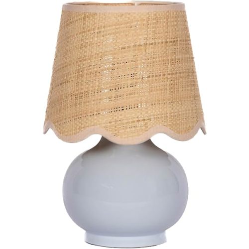 Benton Ceramic Table Lamp with Fabric Shade – 13" Bedside Accent Lamp for Bedroom, Living Room & Nightstand (Grey)