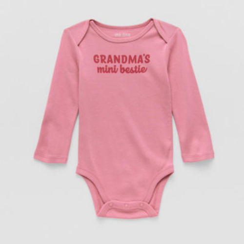 Okie Dokie Baby Girls Round Neck Long Sleeve Rib Bodysuit