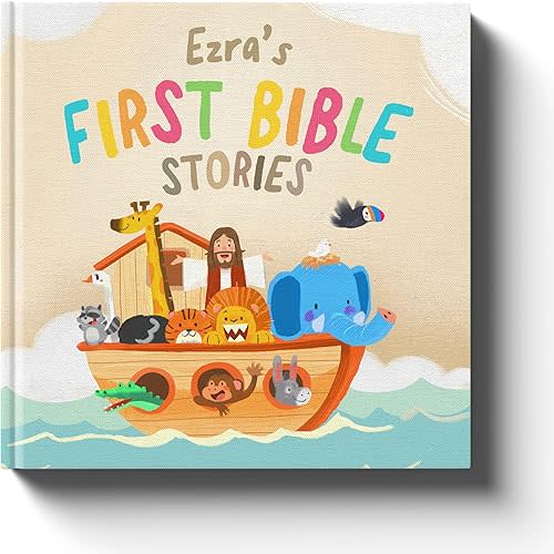 Kids First Bible Stories - New Baby Baptism & Christening Gift - Personalized Children's Book