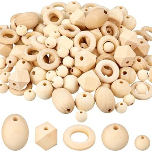 Hicarer 200 Pcs Natural Wood Beads Round Wood Beads