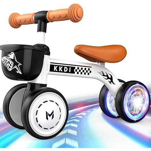 Baby Balance Bike Ride on Toys for 1 2 Year Old, Toddler Bike, First Birthday Gifts for 1 2 Year Old Boys Girls, Colorful Lighting Silent Wheels, No Pedal, Safe Baby First Bike