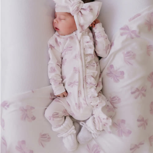 Frill Zip Romper | Lilac Butterflies – Little and Fern