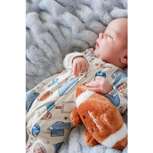 Bamboo Zipper Footie | Huddles & Cuddles Blue