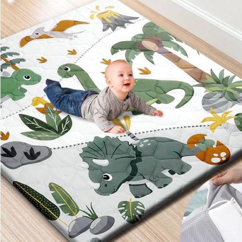 TINYHARBO Premium Foam Baby Play Mat 50x50 – Removable & Machine Washable Cover, Extra Thick Padding Playpen Mat, Non-Slip Crawling Mat, Easy to Clean for Infants, Toddlers & Babies