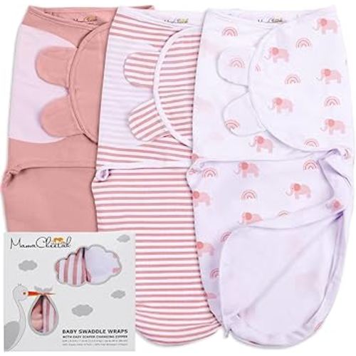 Mama Cheetah Baby Swaddle Blanket with Zipper, Newborn Swaddle Sack, Baby Swaddles Sleep Sack 0-3 Months, Baby Swaddle Wrap for Baby Boy & Girl, 3-Pack