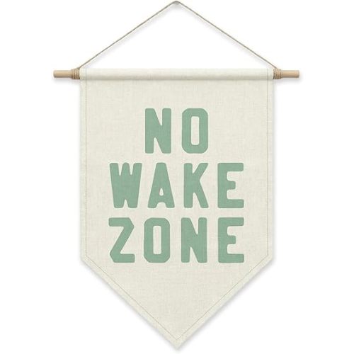 SHIEL-EVEN No Wake Zone Sign Wall Decor, Surfer Girl Boys Poster Hanger Banner, Surf Beach Coastal Nautical Wall Art for Playroom Nursery Home Bedroom Living Room