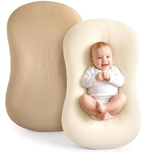 Termichy Muslin Cover for Baby Lounger: Fitted for 32x20 Baby Nest | Breathable Cotton Silpcovers for Infant Support Cushion - Removable & Machine Washable for Clean Spit-up & Drool