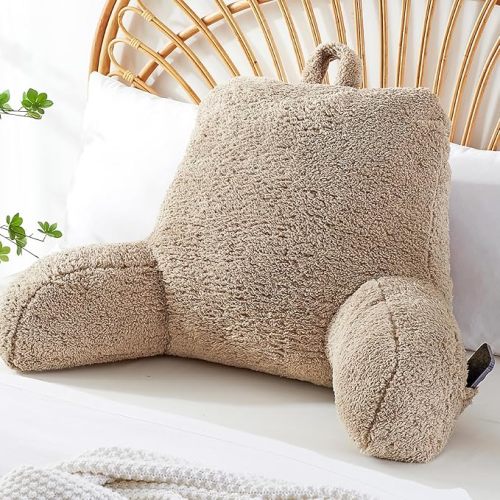 Reading Pillow for Sitting in Bed, Back Pillow Reading Pillow with Arms & Back Support, Dorm Room Essential for Girls and Boys Bed Chair Pillow