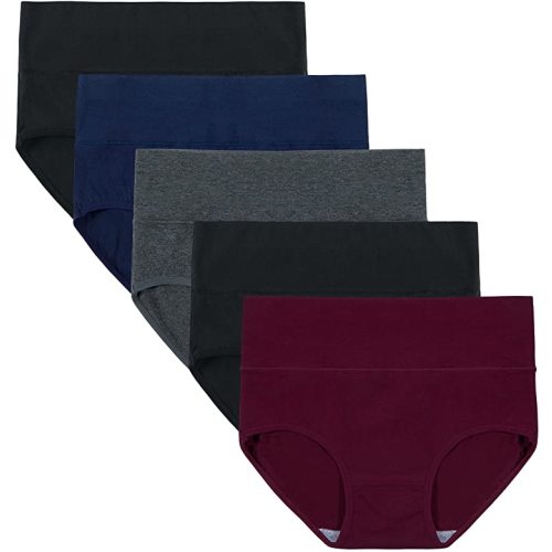 INNERSY Womens Underwear Cotton Briefs Postpartum High Waisted Panties 5 Pack