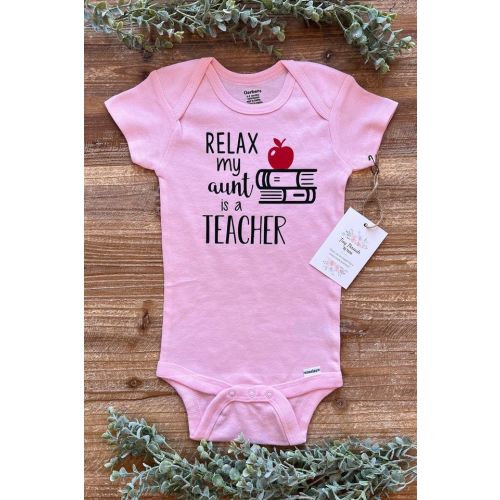 Relax my Aunt is a Teacher Onesie | Baby Onesie Kids's Short Sleeve Onesie 12M Black sold by Remarkable Ukrainian Turkey | SKU 303376432 | Printerval