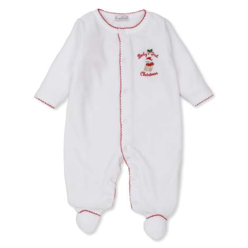 Baby's First Christmas 23 White Velour Footie