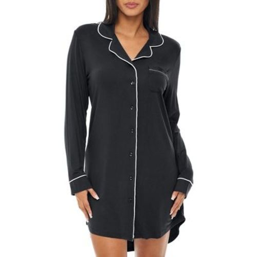 ADR Womens Sleep Shirt 100% Cotton Lightweight Night Shirt Black Large