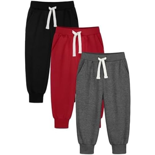 HXP 3 Pack Toddler Sweatpants Cotton Toddler Boys Girls Unisex Sweatpants Pants with Pocket Drawstring