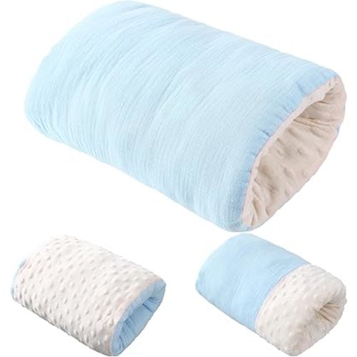 Baby Feeding Arm Pillow Breastfeeding Bottle Nursing Cozy Cradle Pillow for Newborn Soft Double Sided Muslin Cotton Head Support Comfortable Feeding for Mom(Blue,Simple)