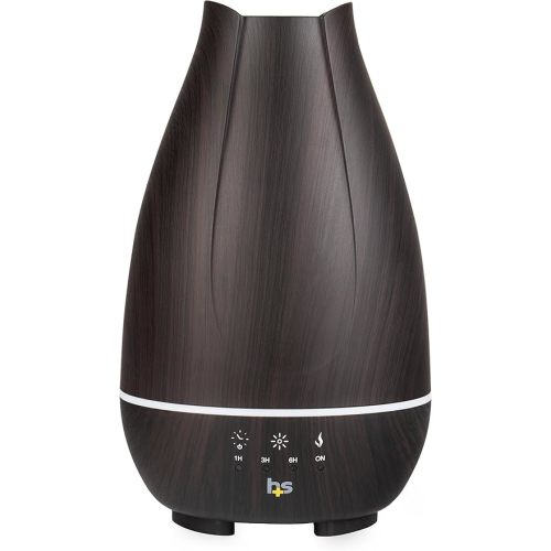 HealthSmart Essential Oil Diffuser, Cool Mist Humidifier and Aromatherapy Diffuser with 500ML Tank Ideal for Large Rooms, Adjustable Timer, Mist Mode and 7 LED Light Colors, Brown