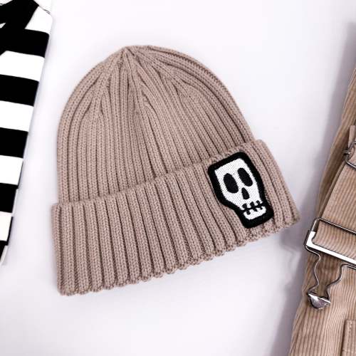 Kids Knitted Cotton Beanie with Skull Logo - Not So Basic Basics – Skeletots
