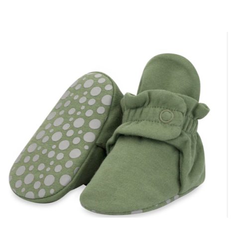 Organic Cotton Gripper Baby Bootie - Olive – Zutano