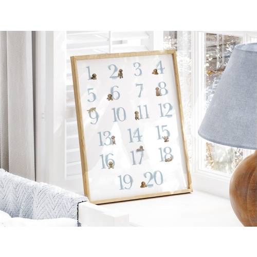 GOLDENDOODLE Nursery Art. Goldendoodles Numbers Poster for a Boy. Dog Nursery Art for a Baby Boy Nursery. Puppy Nursery Decor 123 Poster GD