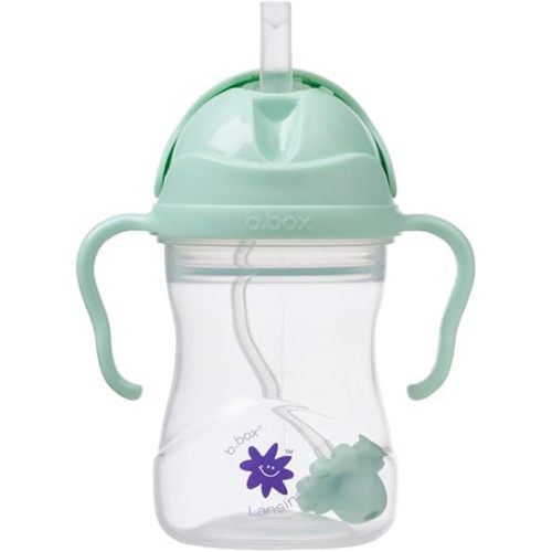 b.box + Lansinoh Weighted Straw Sippy Cup for Babies 6 Months+ | Leak‑Proof, BPA‑Free, 8 oz Toddler Cup | Drink From Any Angle | Easy Grip, Dishwasher Safe | Pistachio