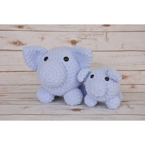 Crochet Baby Blue Potbelly Pig: Chenille Stuffed Animal