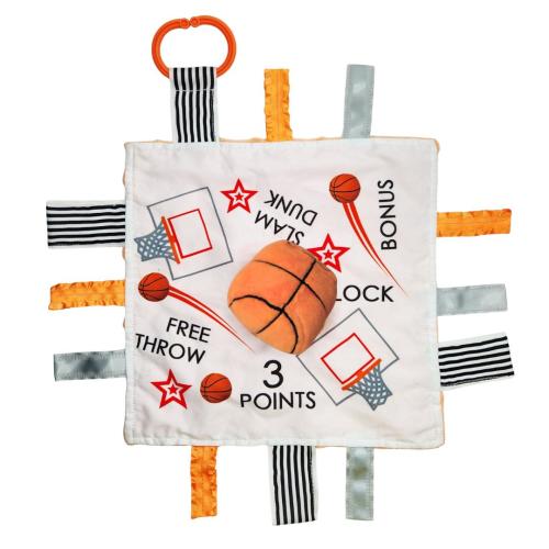 Basketball Lovey: Baby Sensory Tag Toy with Clip