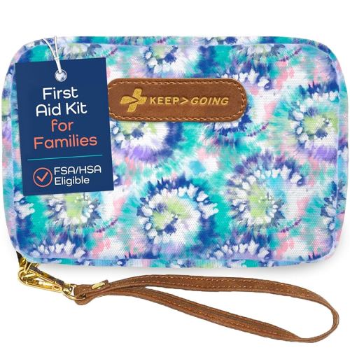 KeepGoing Travel First Aid Kit for Kids – 130 Pc. for Car, Home, Purse, Diaper Bag & Backpack with Latex-Free Bandages - Mini First Aid Kit Travel Size TSA-Approved