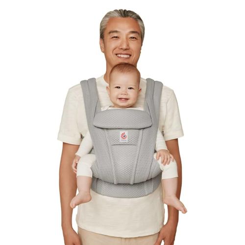 Ergobaby Omni Deluxe Baby Carrier Newborn to Toddler - Breathable Baby Carriers for Summer - All-Position Carrier with Enhanced Lumbar Support & Airflow (7-45 Pounds), Mesh, Pearl Grey