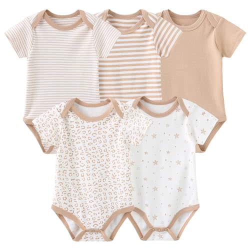JELYLOVE Fashion Unisex baby Boy Girl Bodysuits 5-Pack Casual Cotton Soft Infants Outfit New born Clothes