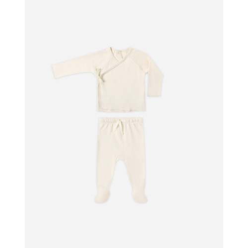 Wrap Top + Footed Pant Set || Natural – Quincy Mae