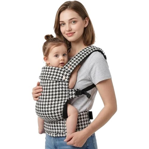 Baby Carrier Newborn to Toddler- 100% Pure Cotton Double-Side Skin-Friendly Baby Carrier,3 Carry Positions Newborn Carrier, Ergonomic,Cozy and Lightweight Infant Carrier for 7-40lbs,Black Houndstooth