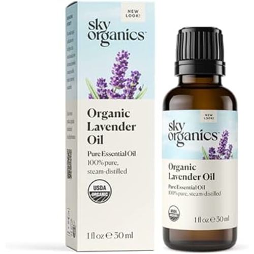 Sky Organics Organic Lavender Essential Oil, 100% Pure and Cold Pressed USDA Certified Organic for Aromatherapy & DIY, 1 Fl Oz.