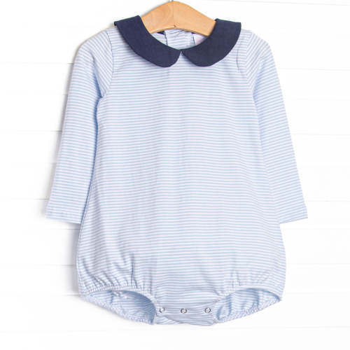Graham Collared Bubble, Navy and Light Blue Stripe – Stitchy Fish