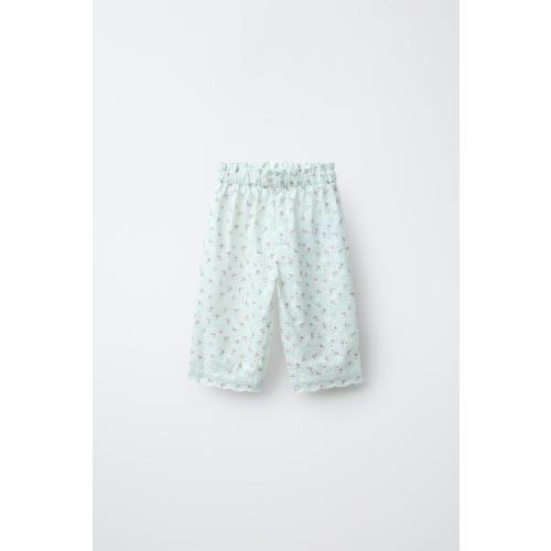 EMBROIDERED SWISS FLORAL PRINT CULOTTES - Sea green | ZARA United States