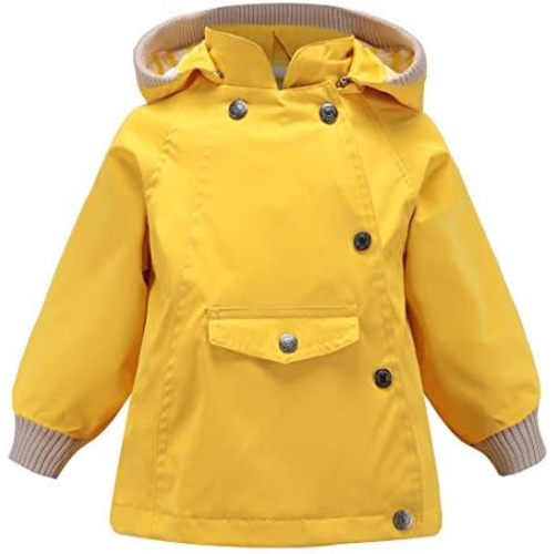 ACESTAR Boys Girls Waterproof Hooded Rain Jacket Kids Cotton Lined Rain Coat Toddler Windbreaker Spring Fall Raincoat