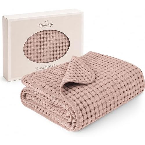 Konssy Waffle Baby Blanket for Boys & Girls, Soft Newborn Swaddle Blanket