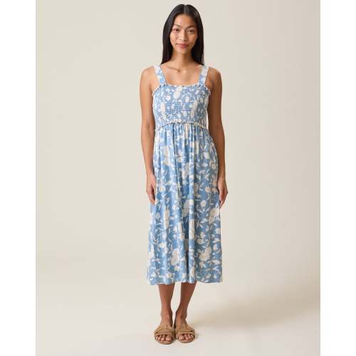 Sienna Smocked Maternity & Nursing Dress | Vintage Blue Floral - Kindred Bravely