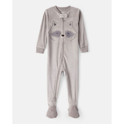 Baby Boy Raccoon DreamPlush Long-Sleeve Snug Fit 1-Piece Pajamas - Grey | Carter's