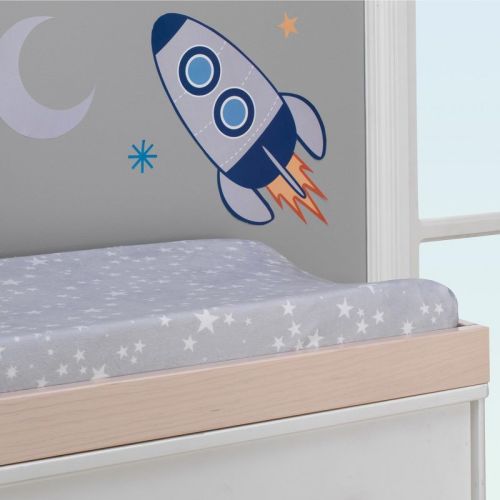 Lambs & Ivy Milky Way Gray/white Stars Minky Baby Changing Pad Cover