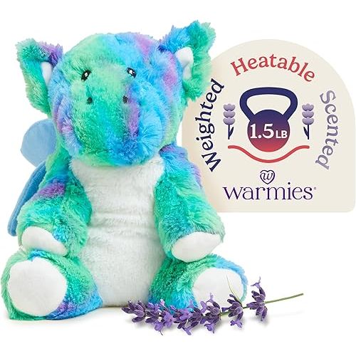warmies Microwavable & Weighted Stuffed Animals, Baby Dragon - Heated Stuffed Animal Plushie for Warmth & Comfort - Cute Soft Plush Toys for Adults & Children (Boys, Girls, Babies & Toddlers)